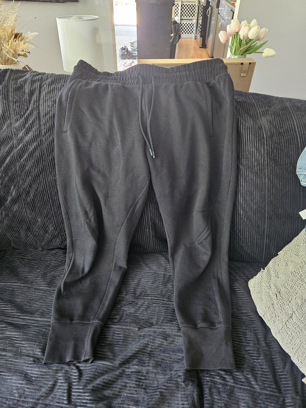 Women's Black Jogger Track Pants - Elastic Waist with Drawstring